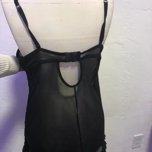 SEXY Black and white sleep dress with pushup - Picture 3 of 7